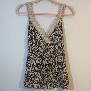 Y2K 100% Cotton Lace Trim Semi-Sheer Baby Doll Tank
